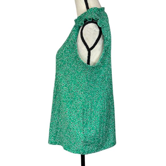 Adrianna Papell Medium Top Floral Ruffled Sleeveless Pleated Stretch Keyhole - Picture 6 of 8